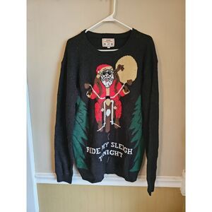Motorcycle Santa Ugly Christmas Sweater V28 Ride My Sleigh Party Large